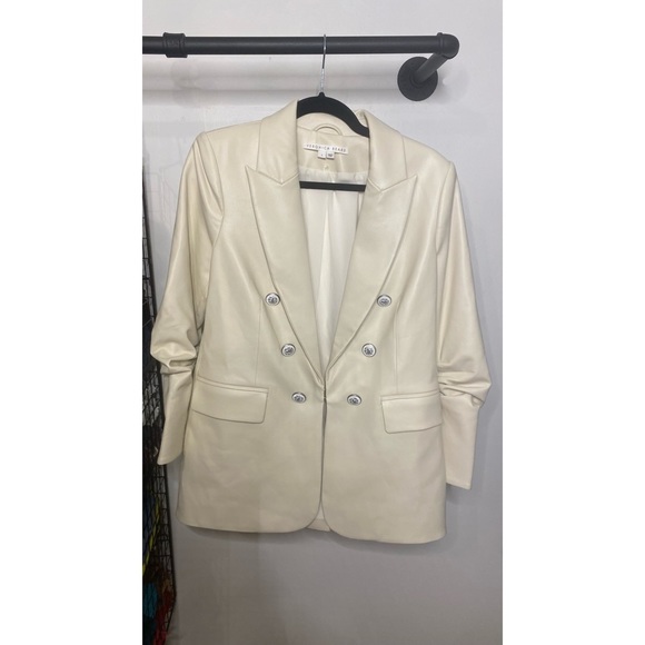 Veronica Beard Beacon Double Breasted Faux Leather Dickey Jacket - Picture 9 of 12